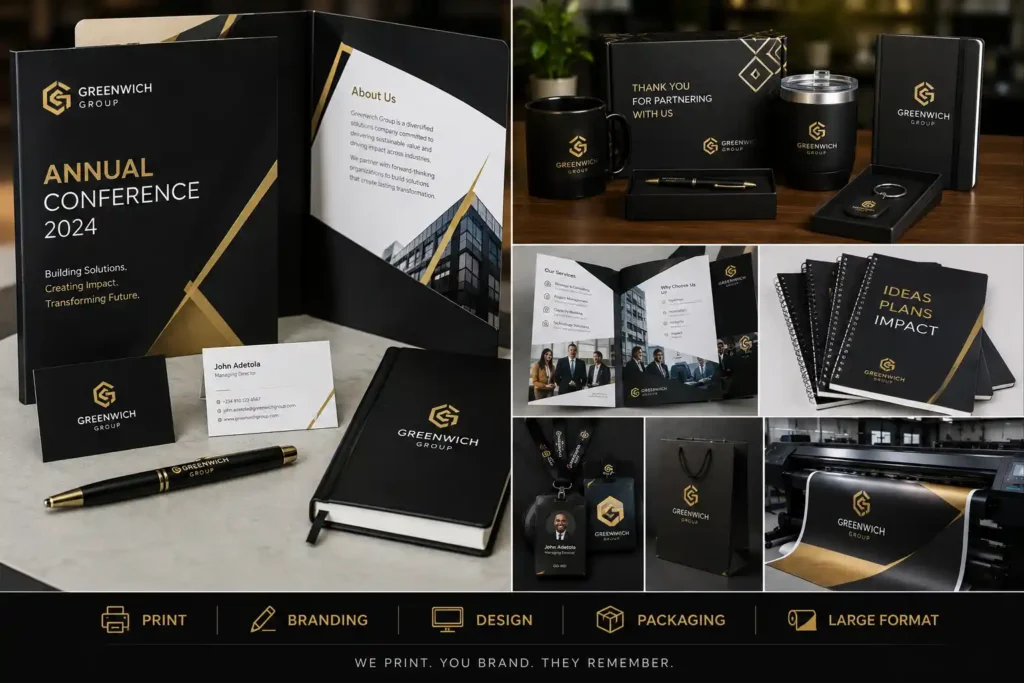 Printing & Branding Portfolio in Nigeria Corporate branding and printing services including brochures, stationery and branded gifts in Nigeria