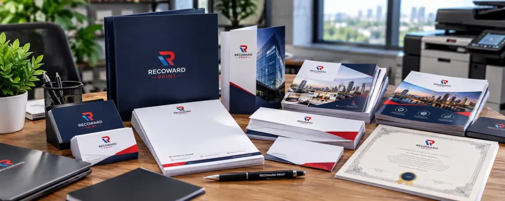 Office Stationery & Commercial Printing in Nigeria Office printing services in Nigeria featuring business cards, letterheads, brochures, folders and certificates by Recoward Print.