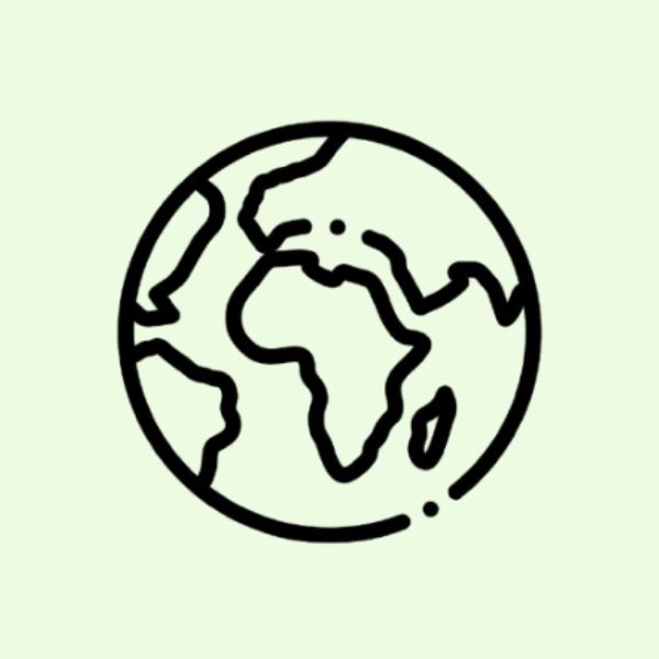 Your Trusted Printing & Branding Partner in Nigeria Recoward Print's white line-art globe icon, symbolizing reliable nationwide delivery of completed print orders and branding materials across Nigeria from our Ota production facility.