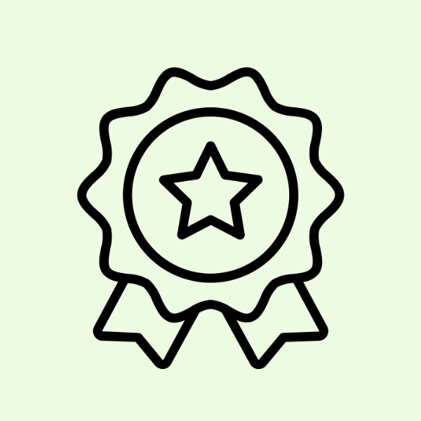 Your Trusted Printing & Branding Partner in Nigeria Recoward Print's white outline award badge with a star, representing our commitment to premium print quality, expert craftsmanship, and strict production quality assurance for bulk orders.
