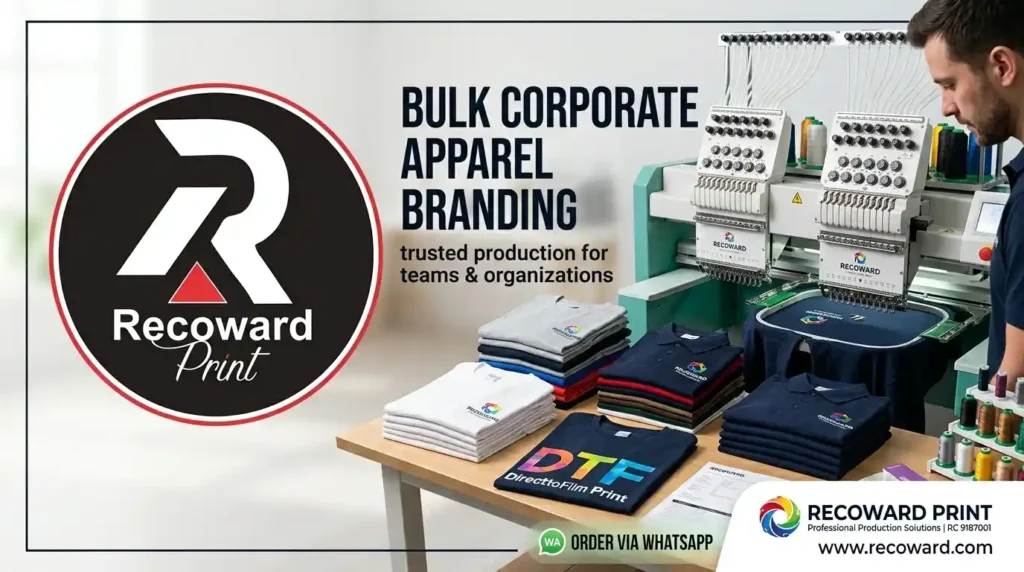 Recoward Print official social media banner for bulk corporate t-shirt printing and apparel branding solutions in Lagos and Ogun State, Nigeria.